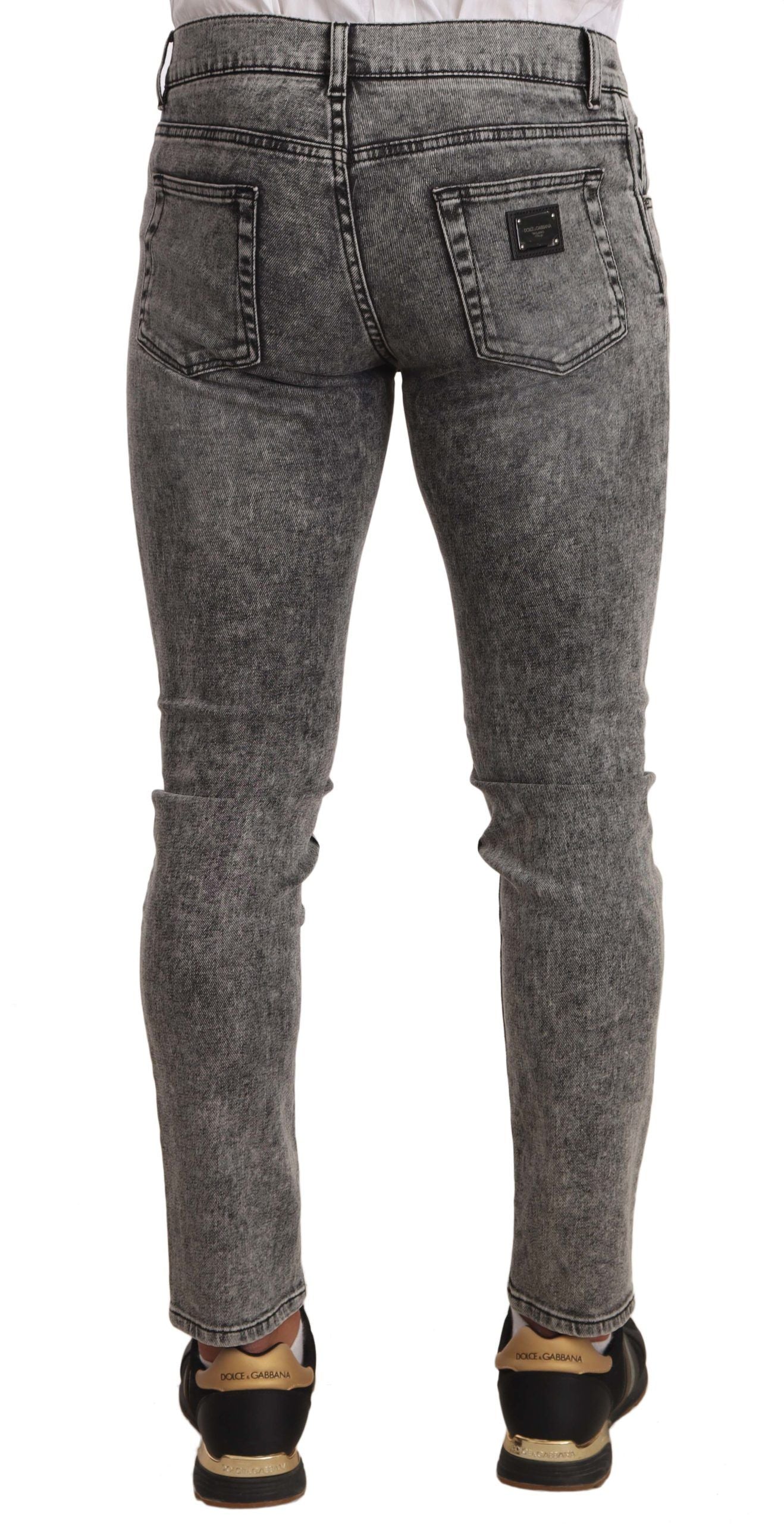 Dolce & Gabbana Elegant Slim Fit Gray Washed Jeans