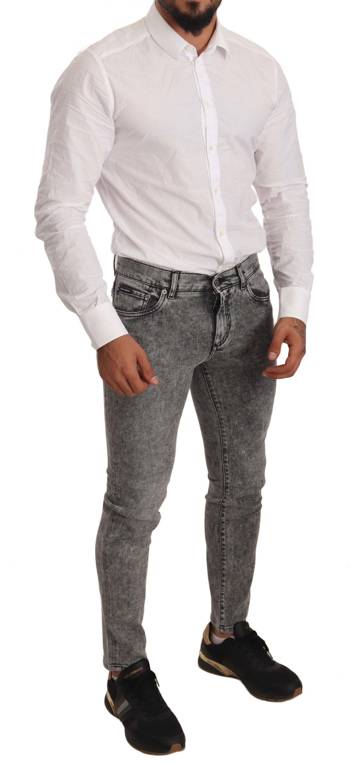 Dolce & Gabbana Elegant Slim Fit Gray Washed Jeans