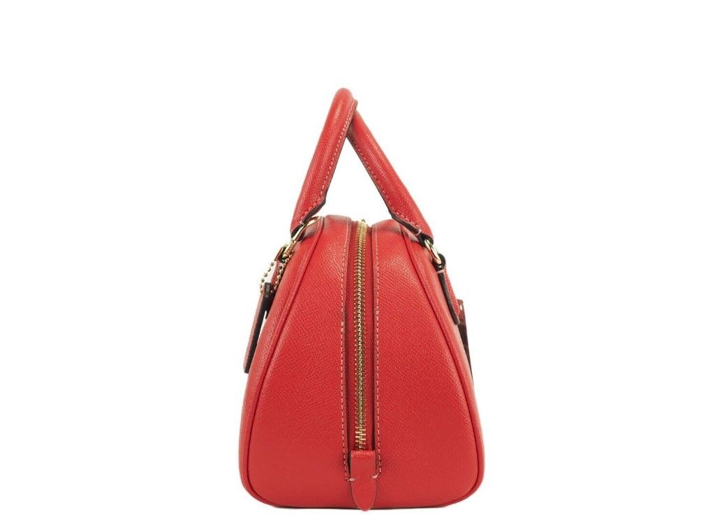 COACH Sydney Small Miami Red Crossgrain Leather Satchel Crossbody Bag