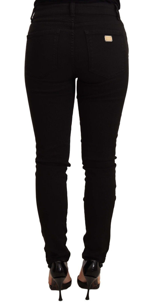 Dolce & Gabbana Sleek Mid-Waist Black Skinny Jeans