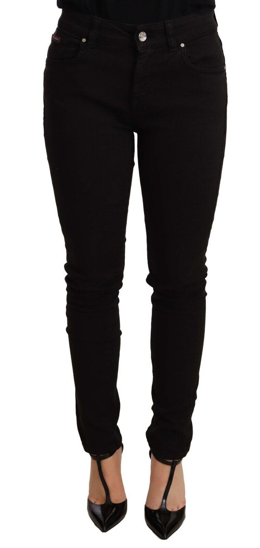 Dolce & Gabbana Sleek Mid-Waist Black Skinny Jeans