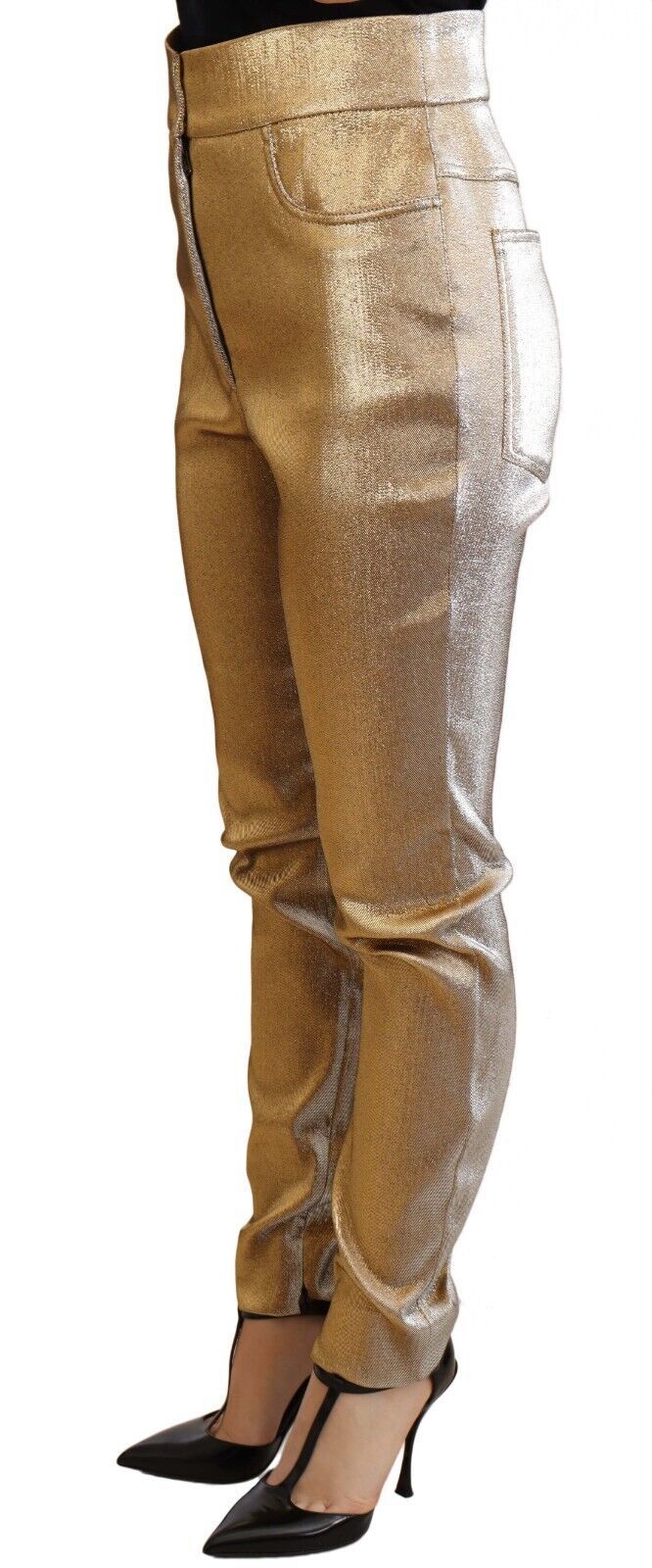 Dolce & Gabbana Glamorous Gold Metallic Skinny Pants