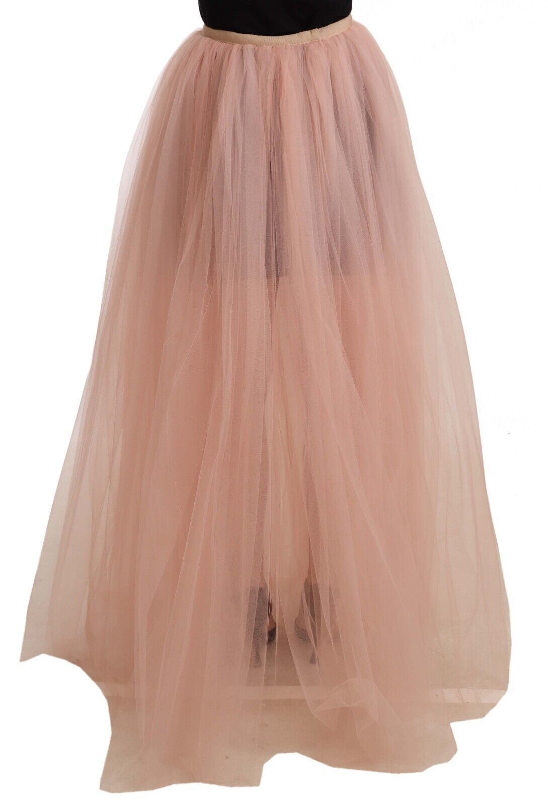 Dolce & Gabbana Elegant Pink Mesh Pleated Floor-Length Skirt