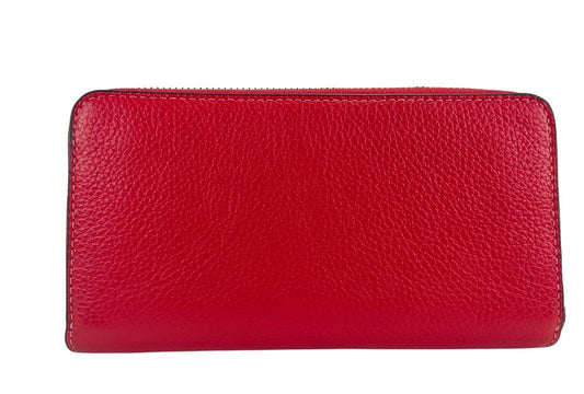 COACH (C4451) Long Miami Red Pebbled Leather Zip Around Wristlet Clutch Wallet