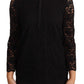 Dolce & Gabbana Elegant Black Floral Lace Long Sleeve Top