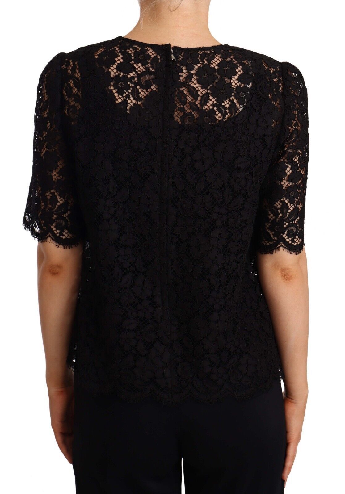 Dolce & Gabbana Elegant Floral Lace Logo Top