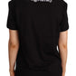 Dolce & Gabbana Chic Black Cotton Crewneck Tee with Ribbed Trim