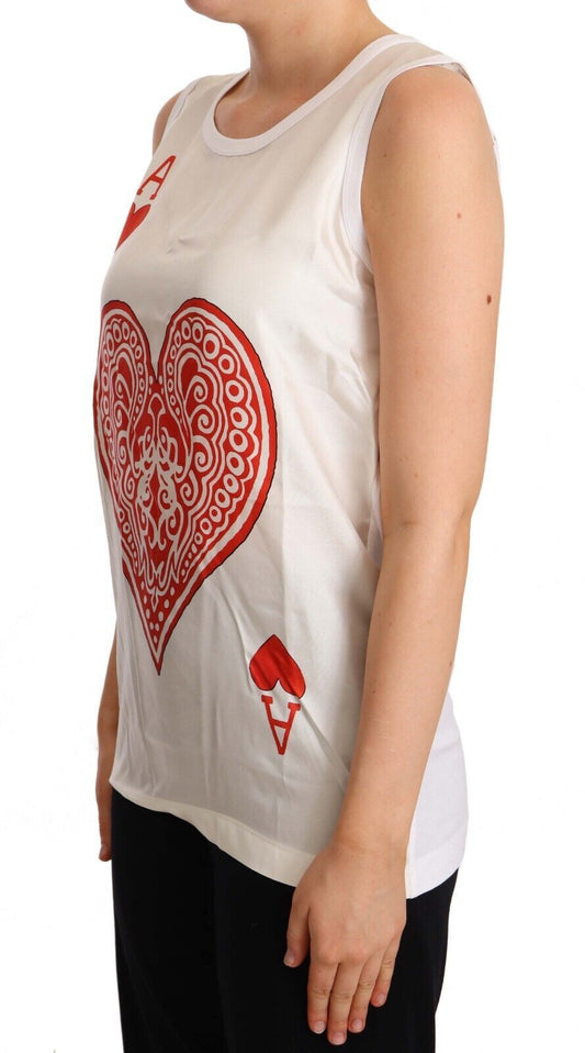 Dolce & Gabbana Elegant Sleeveless Ace of Hearts Tank Top