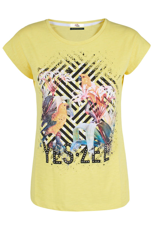 Yes Zee Yellow Cotton Women T-Shirt