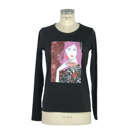 Yes Zee Sleek Black Long Sleeve Crew Neck Tee for Women