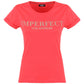 Imperfect Chic Pink Cotton Logo Tee for Women