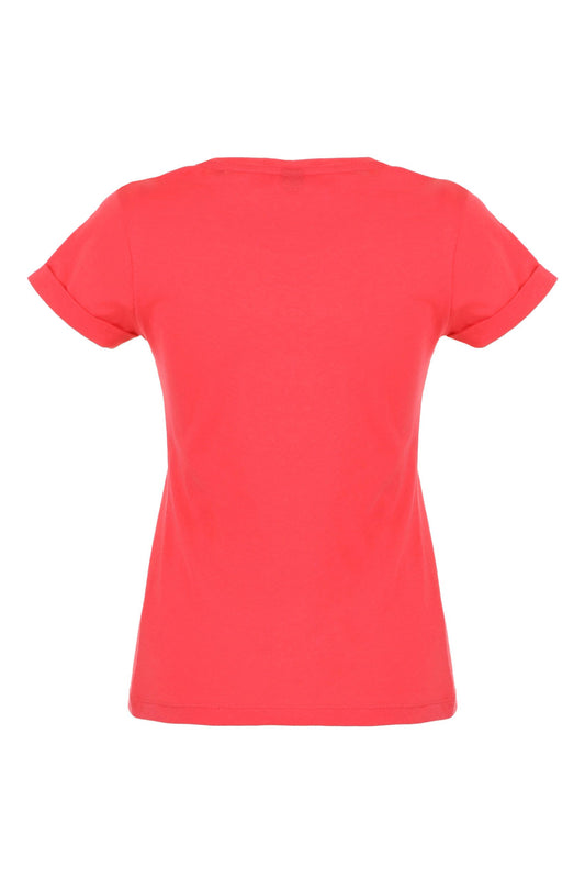 Imperfect Chic Pink Cotton Logo Tee for Women