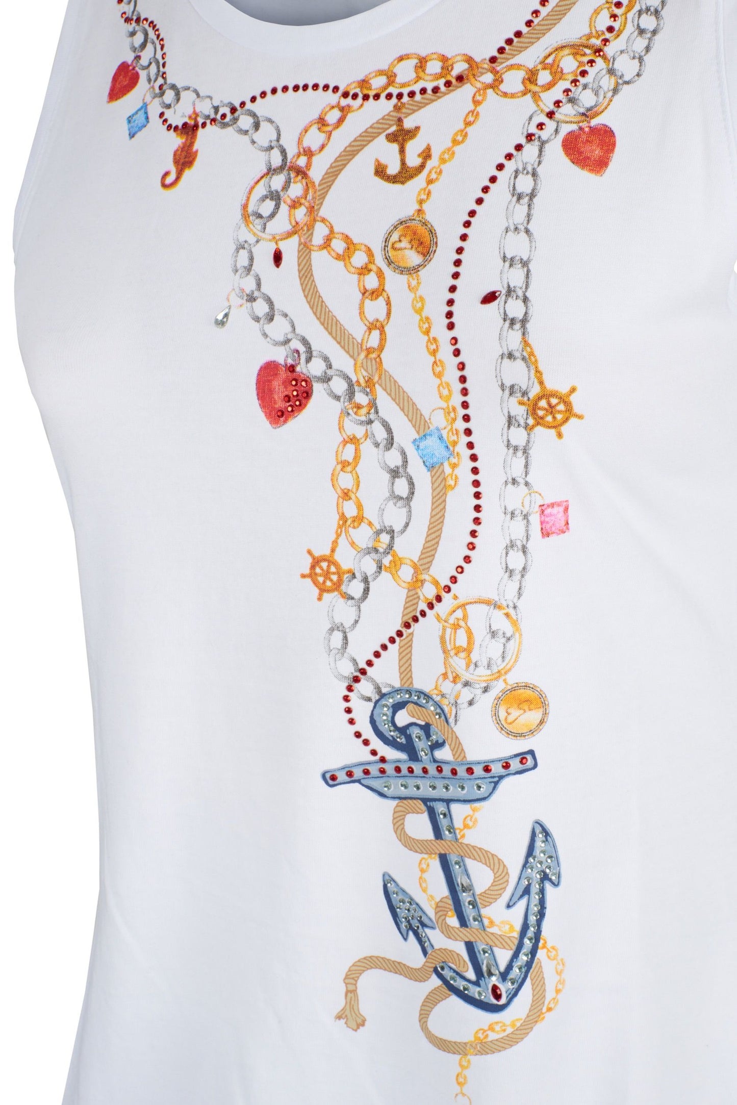 Yes Zee Elegant White Jewel Print Tank Top