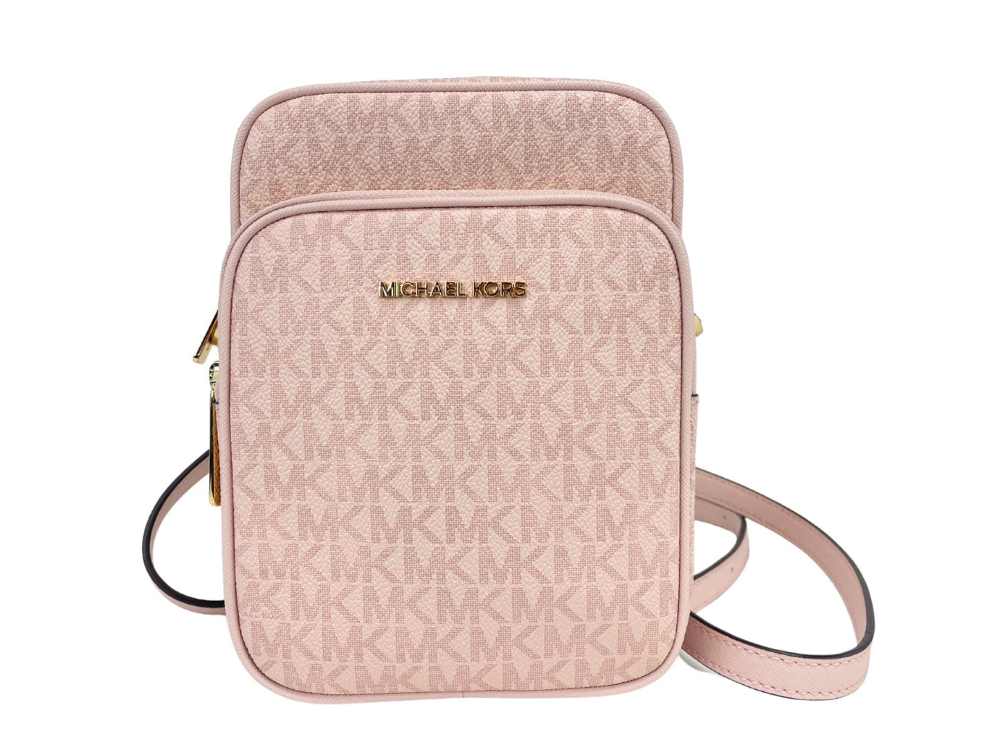 Michael Kors Jet Set Powder Blush Signature Flight Crossbody Handbag Purse Bag