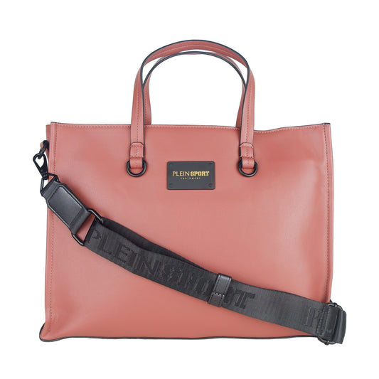 Plein Sport Chic Pink Eco-Leather Shopper with Embossed Logo