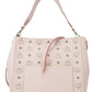 MCM Aren Medium Visetos Powder Pink Leather Hobo Shoulder Crossbody Handbag