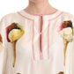 Dolce & Gabbana White Silk Ice Cream Print Maxi Kaftan Dress