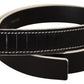 Costume National Chic Black Leather Fashion Belt with White Accents