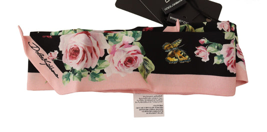 Dolce & Gabbana Silk Bandeau Scarf with Rose Print