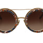 Dolce & Gabbana Elegant Gold-Tinted Clip-On Sunglasses