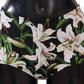 Dolce & Gabbana Black Lilies Print High Waist Bikini Bottom