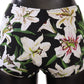 Dolce & Gabbana Black Lilies Print High Waist Bikini Bottom