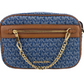 Michael Kors Jet Set East West Denim Signature Zip Chain Crossbody Bag Purse