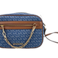 Michael Kors Jet Set East West Denim Signature Zip Chain Crossbody Bag Purse