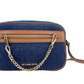 Michael Kors Jet Set Large East West Indigo Denim Zip Chain Crossbody Bag Purse