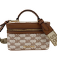 Michael Kors Jet Set Medium Luggage Jacquard Canvas Zip Trunk Crossbody Handbag