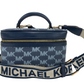 Michael Kors Jet Set Medium Navy Multi Jacquard Canvas Zip Trunk Crossbody Bag