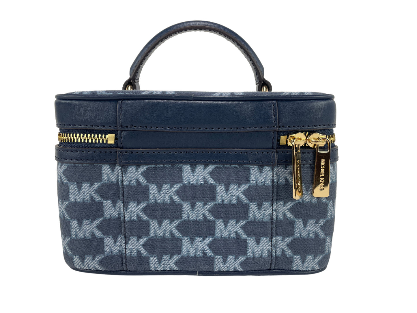 Michael Kors Jet Set Medium Navy Multi Jacquard Canvas Zip Trunk Crossbody Bag