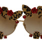 Dolce & Gabbana Elegant Round Metal Sunglasses with Rose Detail