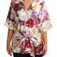 Dolce & Gabbana Elegant Silk Floral Pajama-Style Blouse