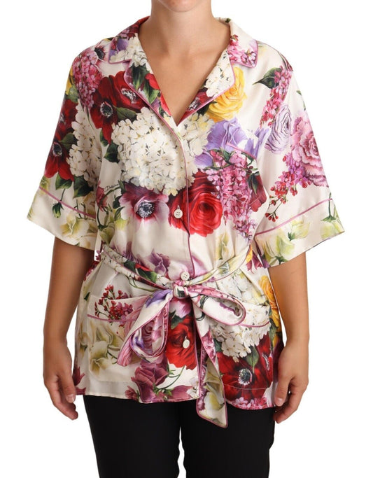 Dolce & Gabbana Elegant Silk Floral Pajama-Style Blouse