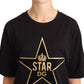 Dolce & Gabbana Glamorous Black Gold Motif Cotton Tee