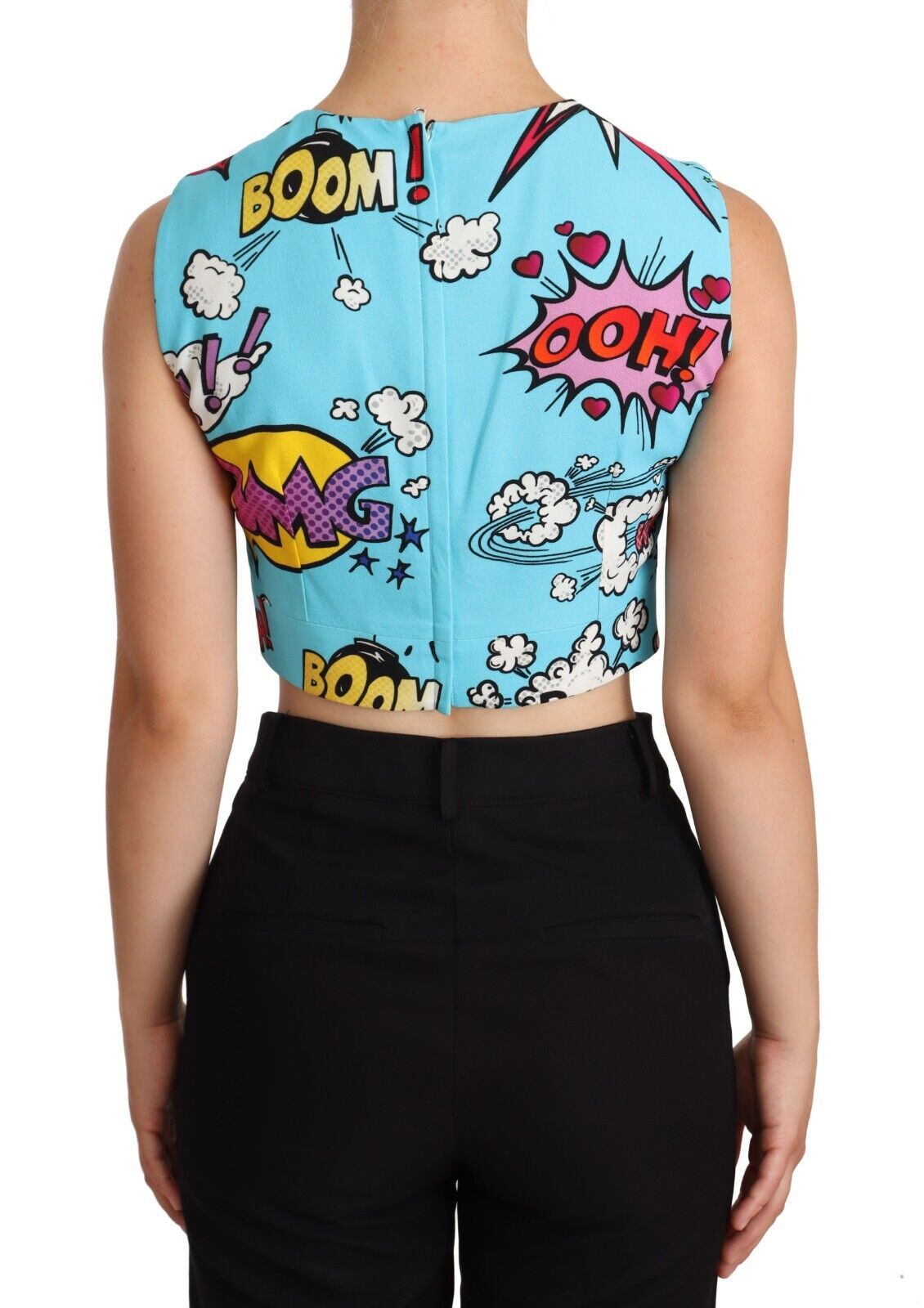 Dolce & Gabbana Chic Cartoon Print Cropped Sleeveless Top