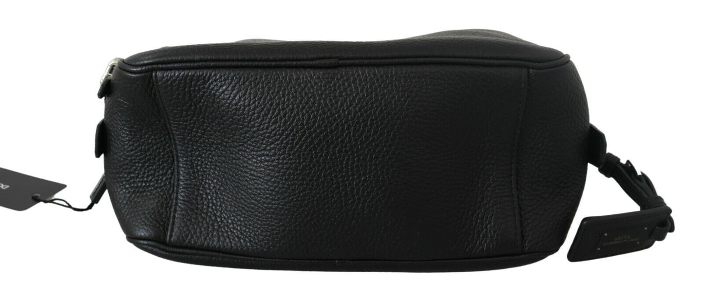 Dolce & Gabbana Sleek Black Leather Wristlet Clutch Bag