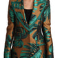 Dolce & Gabbana Elegant Leaf Print Silk-Blend Coat