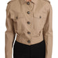 Dolce & Gabbana Elegant Cropped Cotton Jacket in Beige