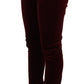 Dolce & Gabbana Elegant Red Velvet Skinny Pants