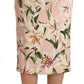 Dolce & Gabbana Elegant Pink Lily Print Midi Skirt