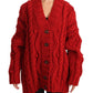 Dolce & Gabbana Ravishing Red Virgin Wool Cardigan