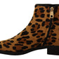 Dolce & Gabbana Elegant Leopard Zip-Up Leather Boots