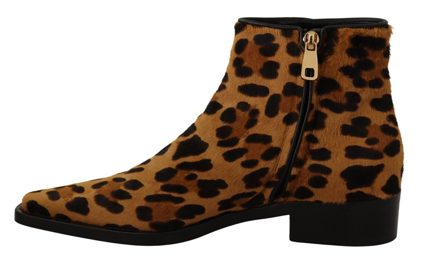 Dolce & Gabbana Elegant Leopard Zip-Up Leather Boots