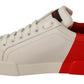 Dolce & Gabbana Elegant Portofino Leather Sneakers - Chic White and Red