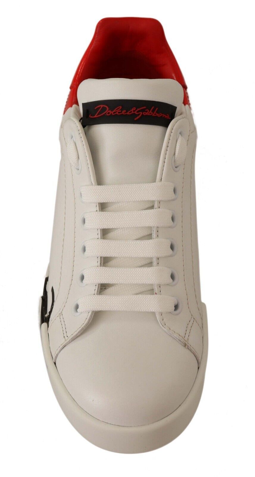 Dolce & Gabbana Elegant Portofino Leather Sneakers - Chic White and Red