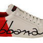 Dolce & Gabbana Elegant Portofino Leather Sneakers - Chic White and Red