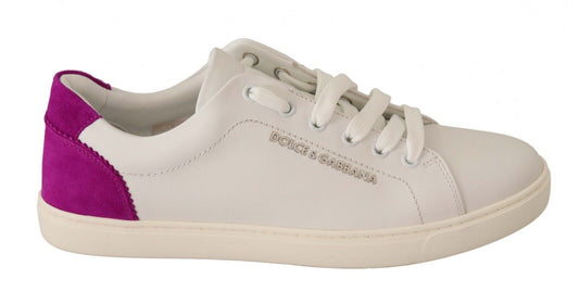 Dolce & Gabbana Elegant White Purple Sneakers Luxury Footwear