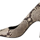 Sofia Chic Gray Snake Print Leather Heels